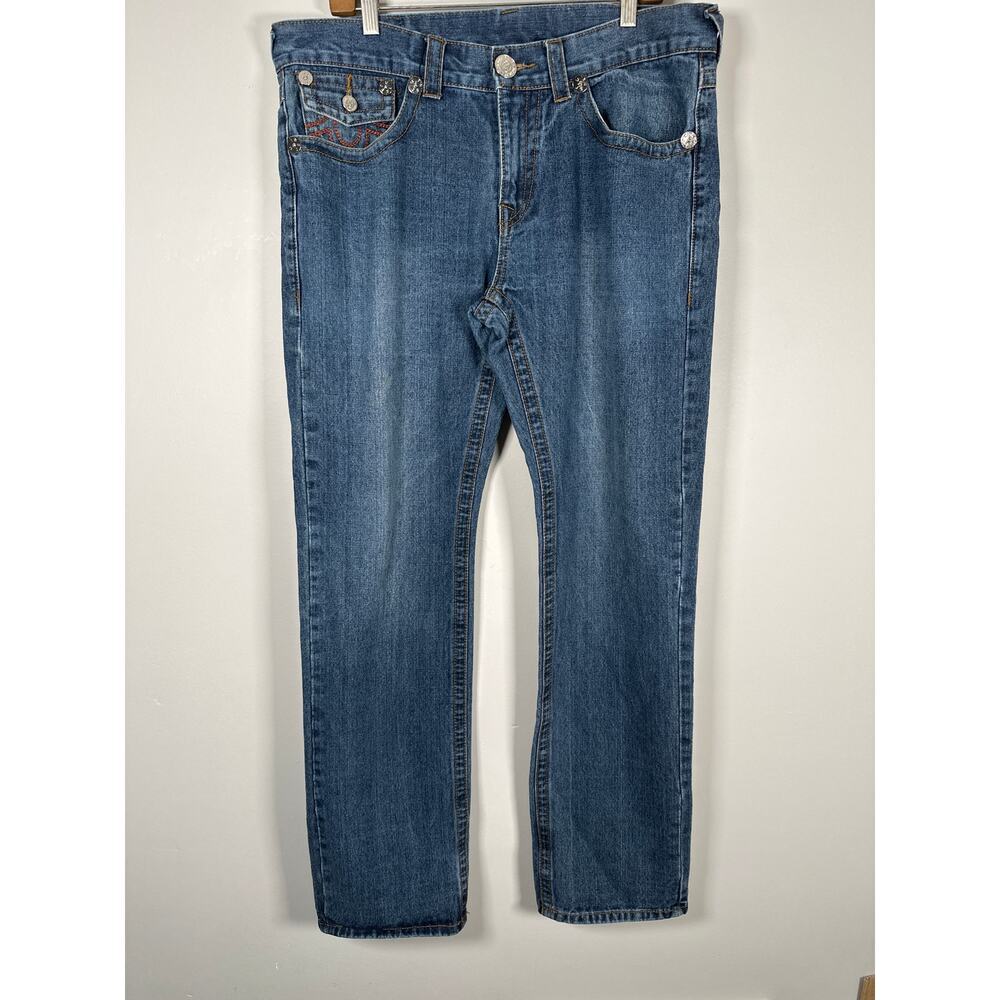 True Religion Mens Big Flap Red‎ Stitch Jeans Size 36 Straight